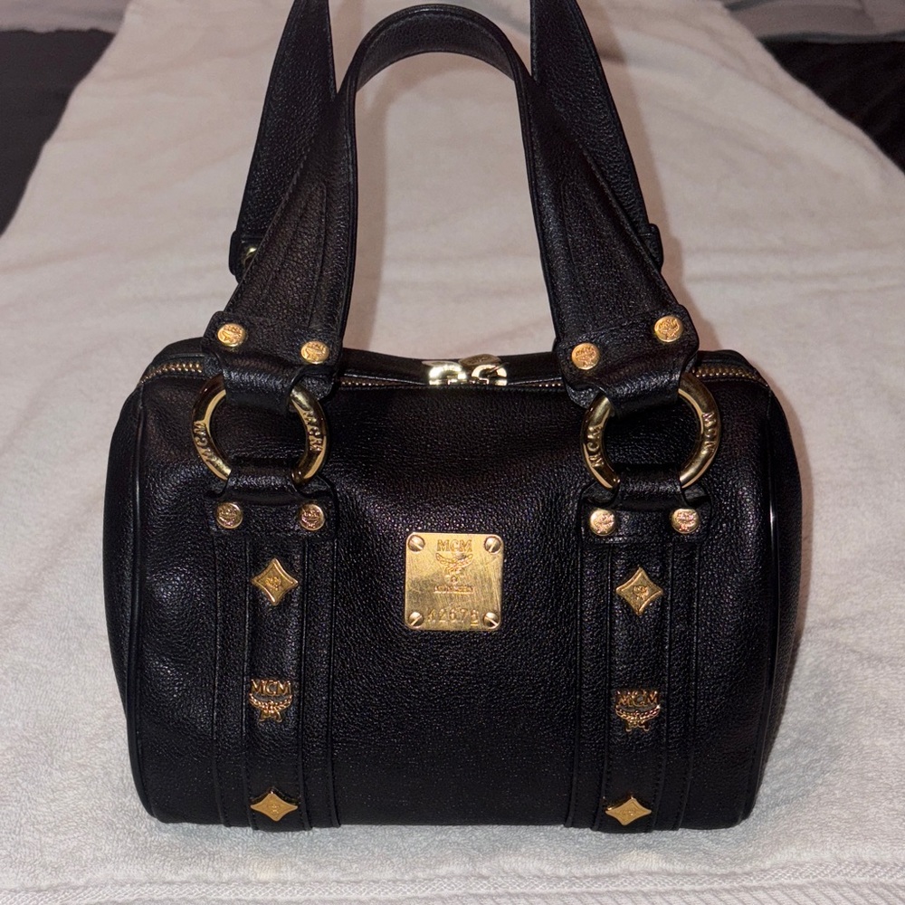 MCM authentic Mini satchel with Gold Accents